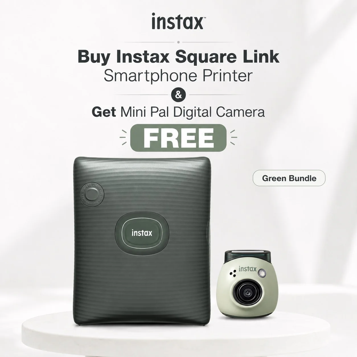 Fujifilm Instax Square Link Smartphone Printer (Green) + Instax Mini Pal Camera (Green) Gift🎁 - Image 2