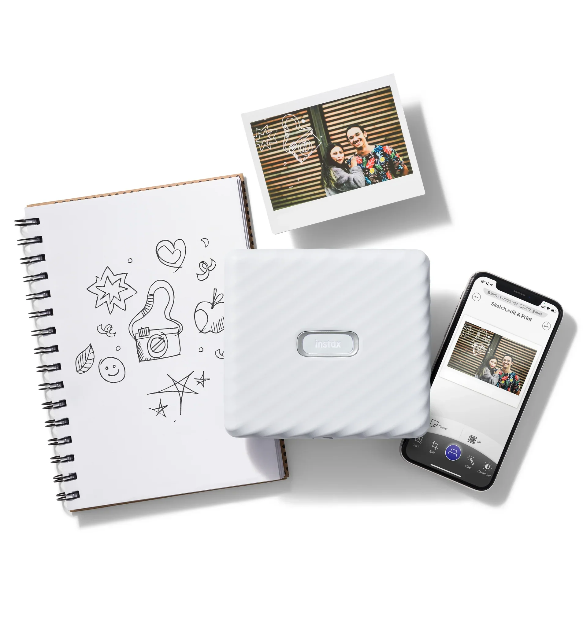 Instax Link Wide Smartphone Printer (White) + Film Pack - Image 9