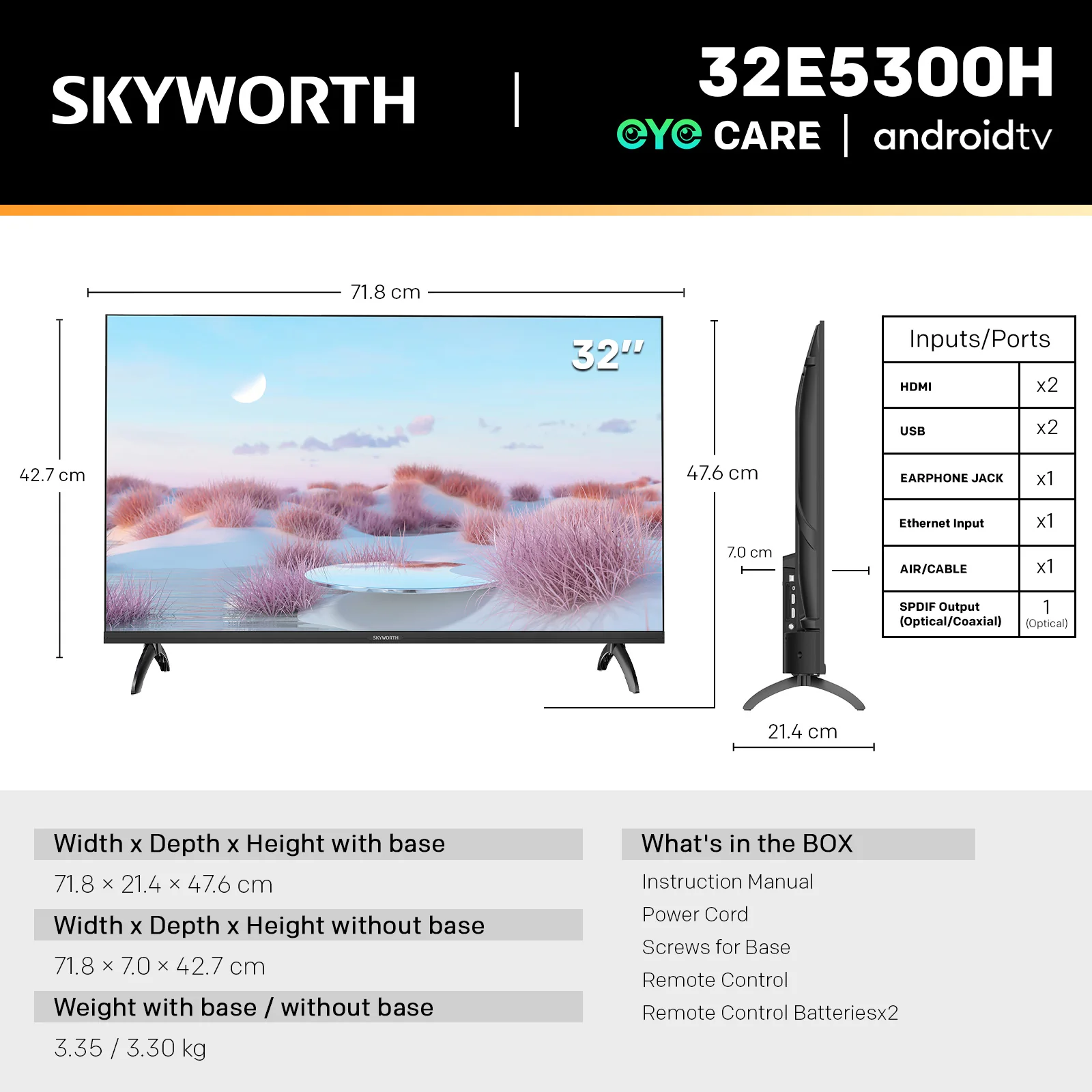 SKYWORTH 32E5300H - HD SMART LED TV (Android TV) - Image 6