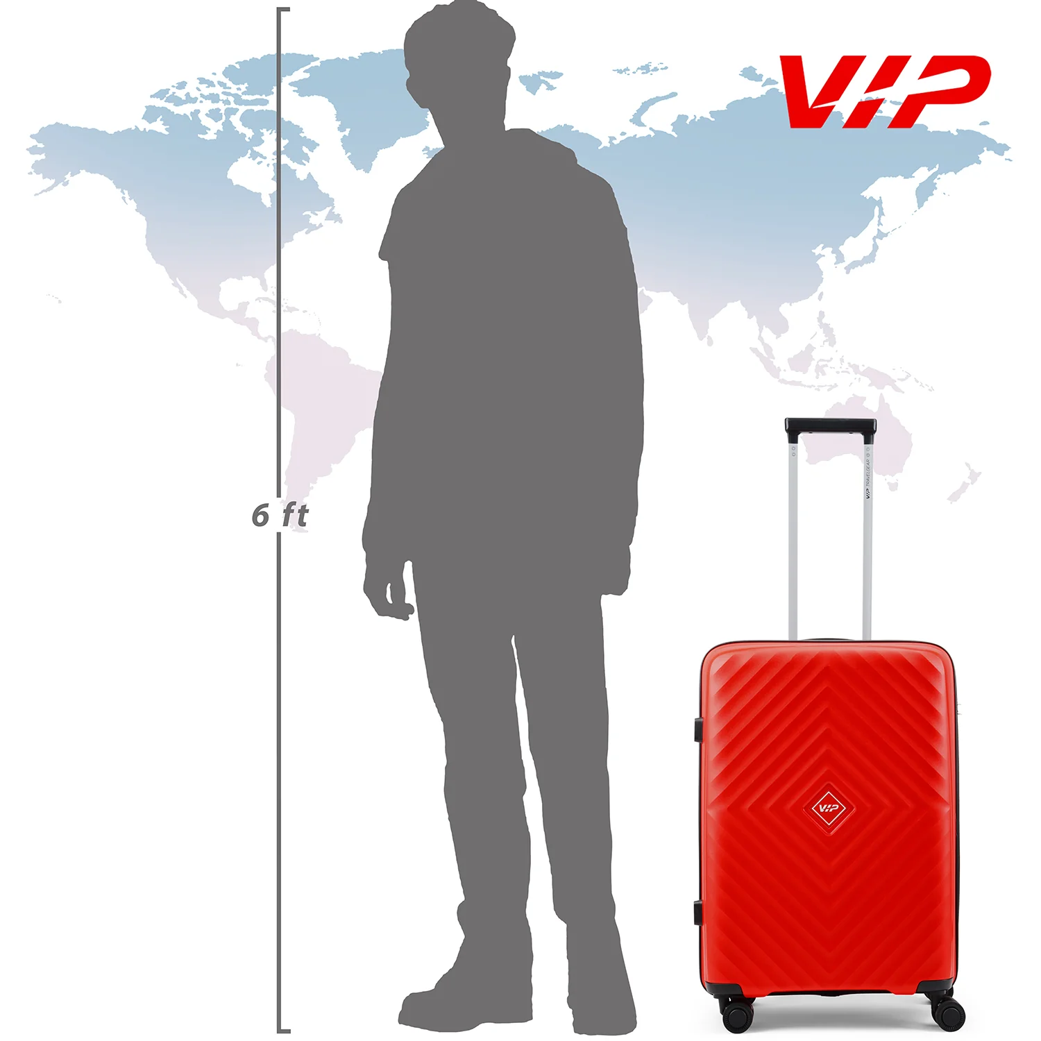 VIP Unisex Quad Hard Shell Spinner Wheels Luggage, Red, Medium 44.5 x 52 x 66 cm… - Image 7