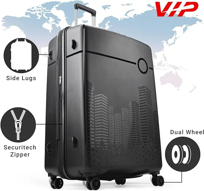VIP CityScape Plus 8 Wheel Hard LuggageTSA Lock (Cabin Size) Small-55cm 2.7kg (Black) - Image 3