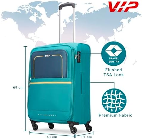 VIP EVOLVE PLUS 4Wheel, Soft Luggage , TSA, Expandable , M-69-Medium (BLUE) - Image 2