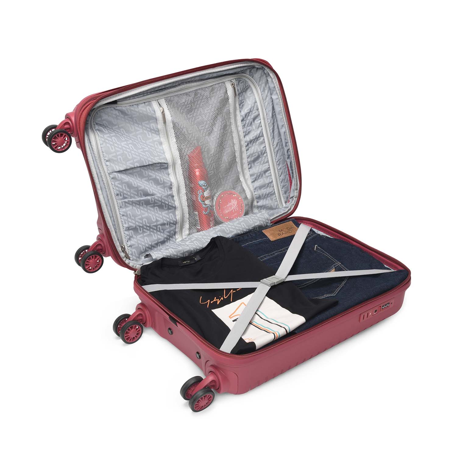 VIP Karl Plus Expandable 8 Wheel Hard Luggage TSA Lock Expandable Large-76cm 4.5kg (Red) - Image 4