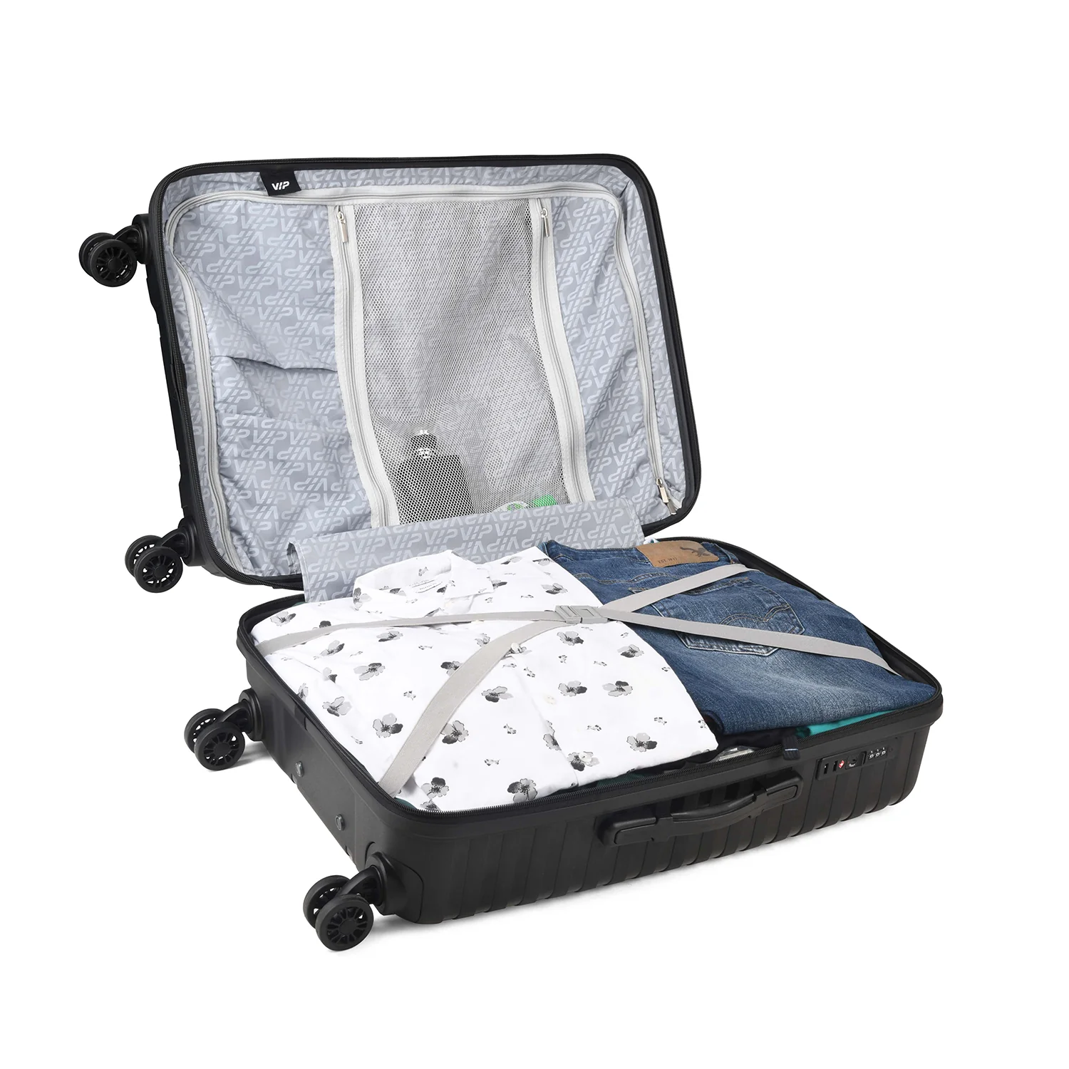VIP QUEST PLUS 8 Wheel Hard Trolley Flushed TSA Lock (BLACK)-3PCS SET - Image 3