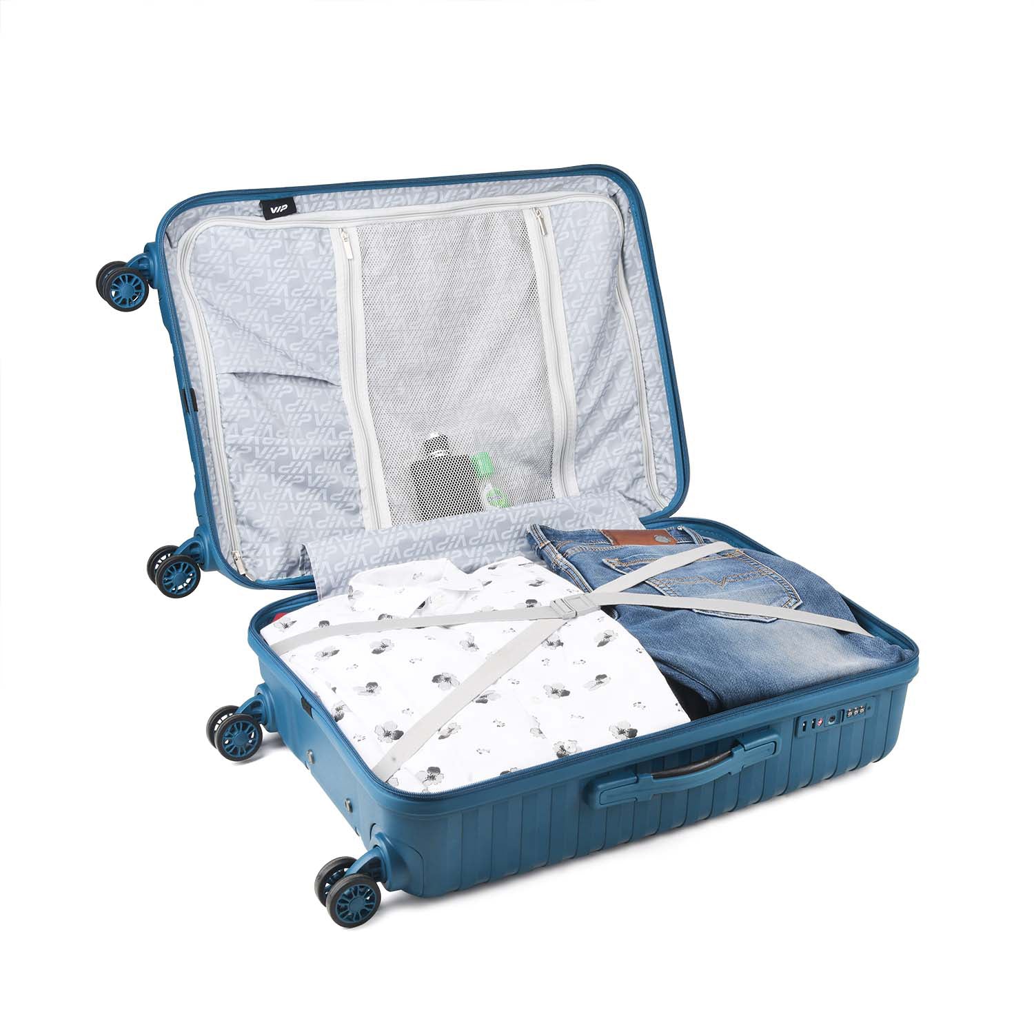 VIP QUEST PLUS 8 Wheel Hard Trolley Flushed TSA Lock (TEAL)-3PCS SET - Image 4