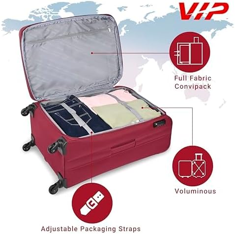 VIP TORONTO PLUS 4Wheel, Soft Luggage , TSA, Expandable , L-79-LARGE (RED) - Image 4
