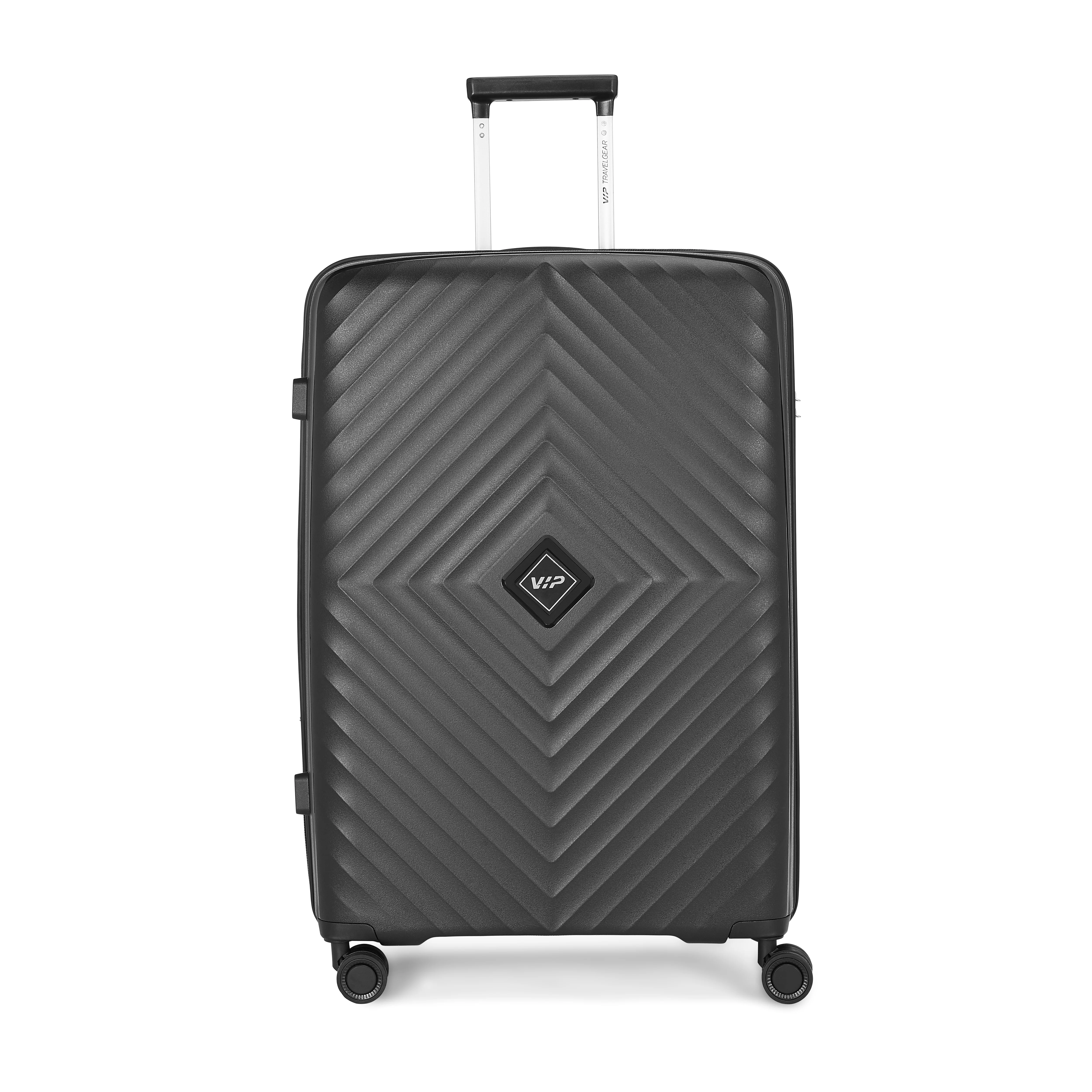 VIP Unisex Quad Hard Shell Spinner Wheels Luggage, BLACK, 30x51x76-L