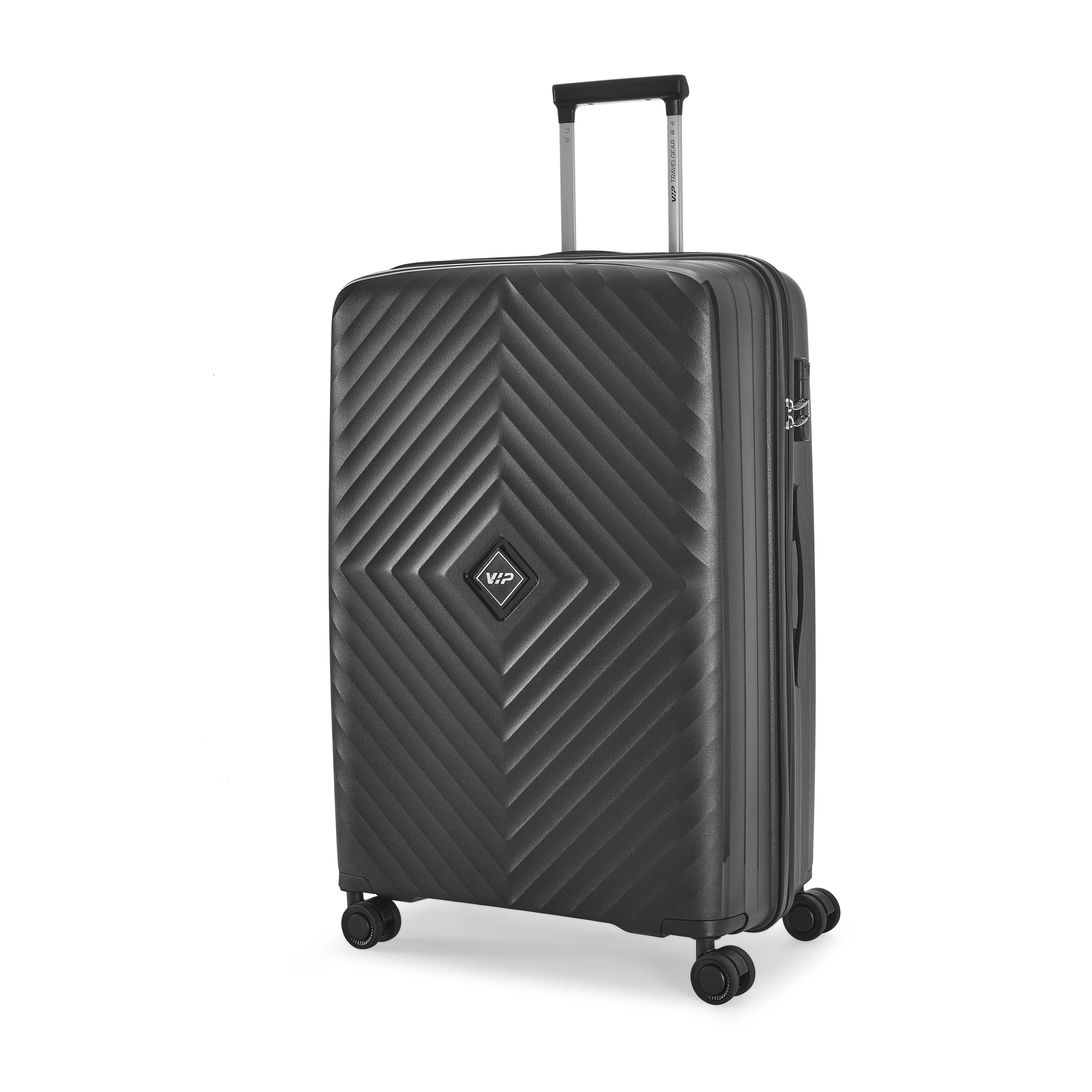 VIP Unisex Quad Hard Shell Spinner Wheels Luggage, BLACK, 30x51x76-L - Image 2